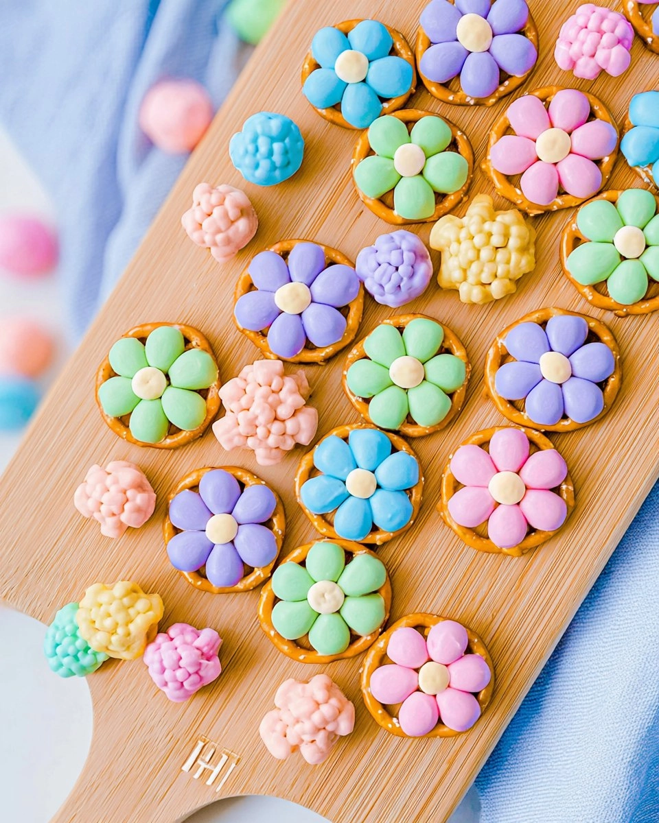 Pastel Candy Spring Flower Pretzels