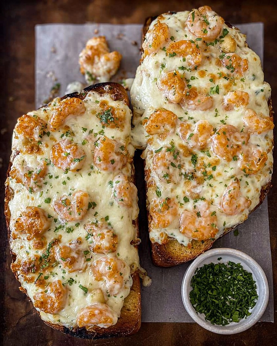 Shrimp Alfredo Garlic Bread
