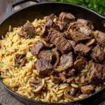 Steak Bites with Creamy Mushroom Orzo 6 Steak-Bites-with-Creamy-Mushroom-Orzo-Recipe
