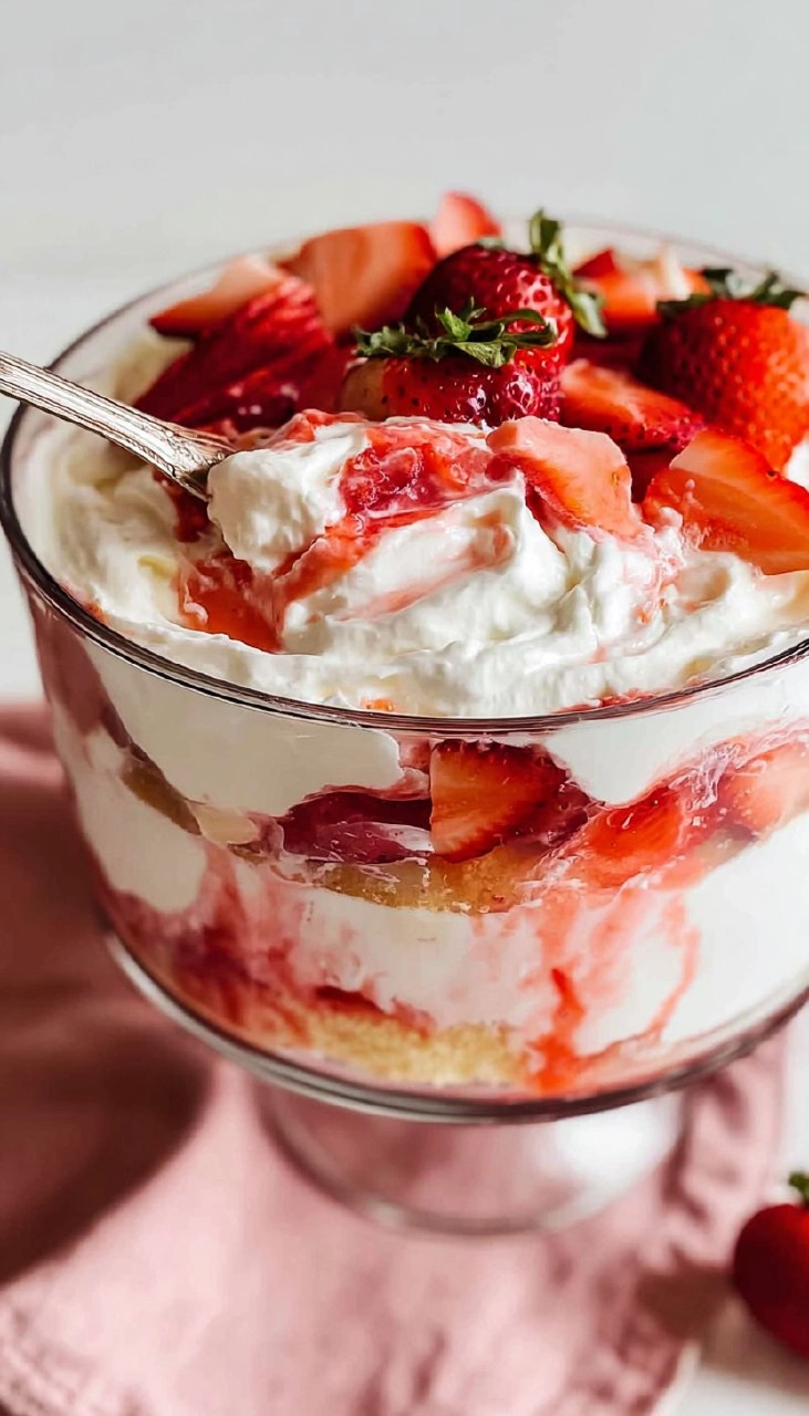 Strawberry Shortcake Trifle with Angel Food Cake