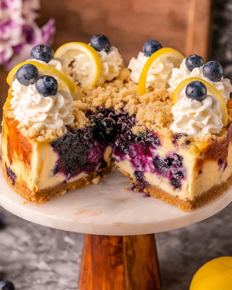 Lemon Blueberry Crumble Cheesecake