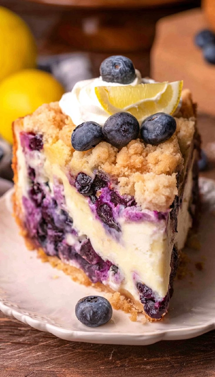 Lemon Blueberry Crumble Cheesecake