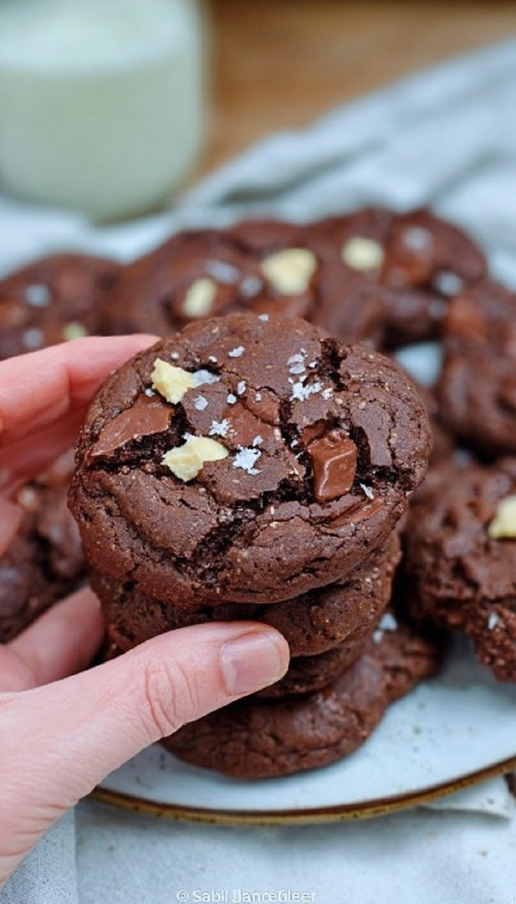 Triple chocolate sourdough cookies