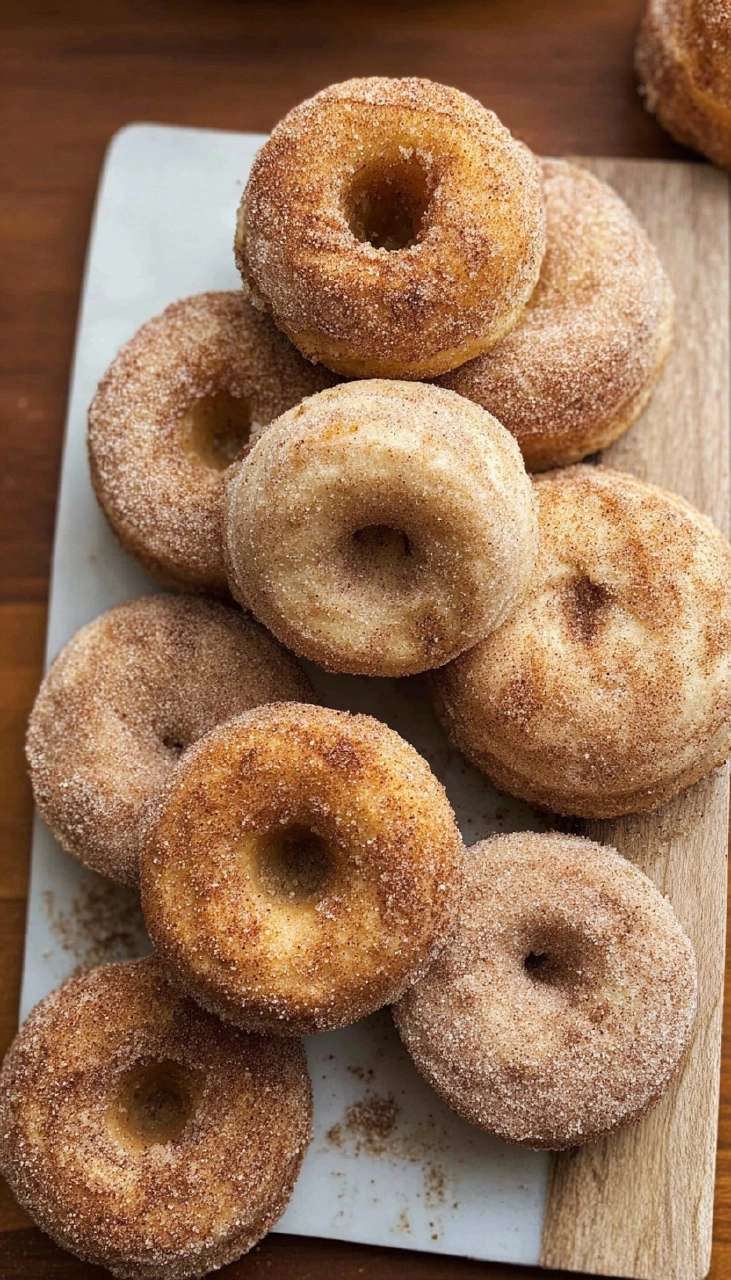 Cinnamon Sugar Covered Baked Donuts